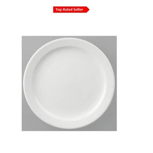 Durable 10-Inch White Porcelain Plates, Set of 12 - Sophisticated and Stackable - Picture 1 of 11