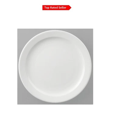 Durable 10-Inch White Porcelain Plates, Set of 12 - Sophisticated and Stackable - Image 1 of 4