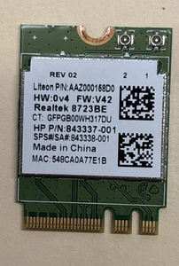 REALTEK RTL8723BE M.2 802.11N WLAN BLUETOOTH 4.0 PCIE WIRELESS CARD AAZ000158D0 - Picture 1 of 2