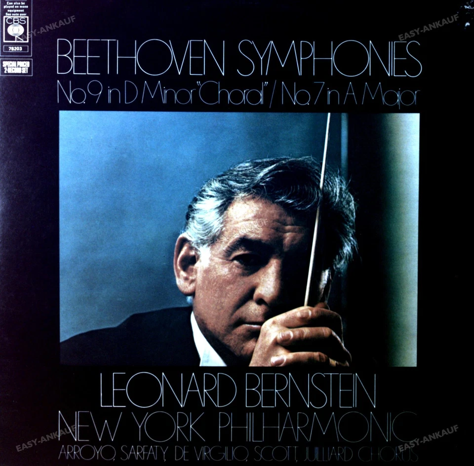 Beethoven, Bernstein - Beethoven Symphonies (No. 9 / No. 7) 2LP (VG/VG) .* - Image 1 of 1