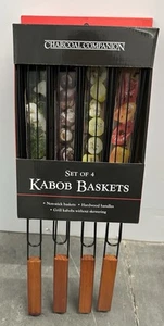 Charcoal Companion kabob baskets , set of 4 non-stick , Rosewood handles  - Picture 1 of 2