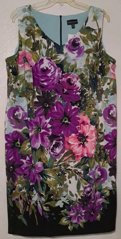 Vestido Vaina Connected Apparel Para Mujer Talla 20W Púrpura Floral Sin Mangas Cremallera Nuevo con Etiquetas Foto 1 de 4