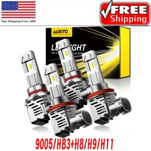 4PCS Combo 9005+H11 LED Headlight Hi/Low Beam Bulb 6500K 200W 40000LM Fog Light - Picture 1 of 12