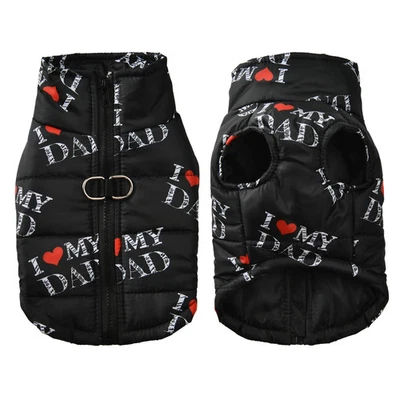 Warm Dog Coat For Winter Puppy Cute Print Jacket With D-ring  Waterproof Pet Zip - Image 1 of 4