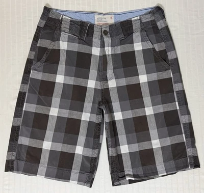Шорты мужские American Eagle длиннее серые клетчатые 32 клетчатые бермудские AEO - Изображение 1 из 4