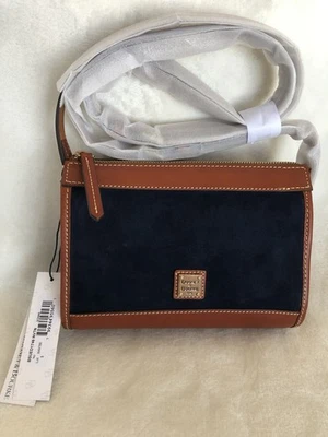 👀LAST CALL 4 EVER! Dooney & Bourke Leather-Trimmed Suede Zip XBody - NAVY -NWT - Image 1 of 4