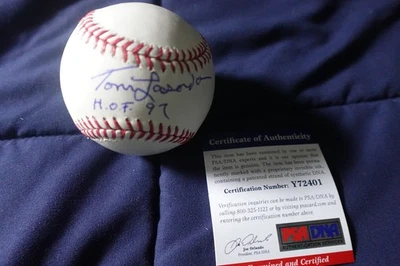 Tommy Lasorda Los Angeles Dodgers HOFer Baseball Autographed MLB Ball PSA COA - Image 1 of 4