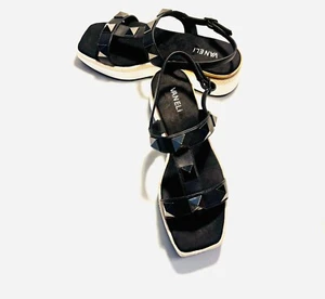 Vaneli EDRYS Women's Sandals 9.5 Black Nappa with Black Spikes Adjustable Straps - Picture 1 of 6