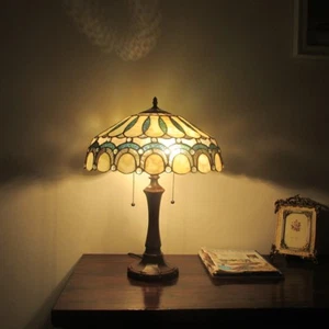 Table Desk Lamp 22" Tiffany Style Victorian 2 Bulb Stained Glass Handcrafted - Picture 1 of 4