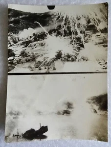 wWII THE BOMBING RABAUL DOUBLE PHOTO PAGE VINTAGE MILITARY PHOTOGRAPH neocurio  - Picture 1 of 8