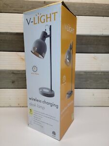 Wireless Charging Desk Lamp Matte Gray 20.5" Tall