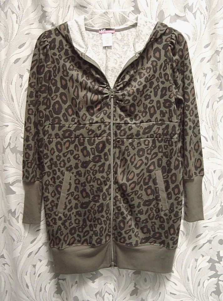 M JOE 拳击豹纹棉混纺拉链前长连帽卫衣 — 第 1/4 张图片