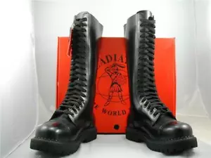 HERGESTELLT IN BRITISCH HERGESTELLTER GLADIATOR 20 ÖSE LEDER STAHL ZEHENKAPPE STIEFEL SKINHEAD GOTH EMO - Bild 1 von 7