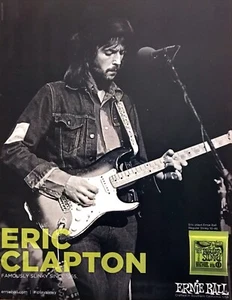 2015 Guitarrista Eric Clapton foto Ernie Ball cuerdas de guitarra vintage anuncio impreso - Imagen 1 de 1