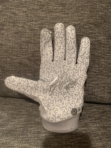 Ohio State  Team Issued Gloves Silver XXL Worn Jeremy Ruckert Practice Worn Cover