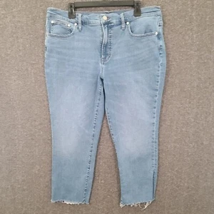 Madewell Women's Size 32 Curvy Mid-Rise Perfect Vintage Jeans Stretch Raw Hem - Picture 1 of 11