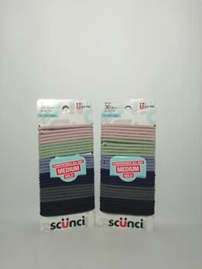 Lot of 2 - Scunci Elastics No Damage All Day Hold Medium 30 Pieces Per Pack. - Afbeelding 1 van 2