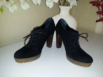 Zapatos Oxford MANAS Lea Foscati de gamuza negra con cordones plataforma talla 38 Italia   Foto 1 de 4