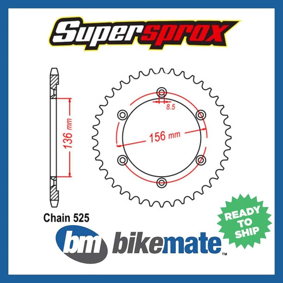 Piñón trasero acero 525-44T para Suzuki DR 650 SE 2011 2012 2013 2014 2015 Foto 1 de 1