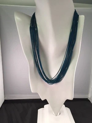 Designer Amy Kahn Russell Blue Enamel Liquid 10 Strand Brass Chain 35 + 2" - Image 1 of 4