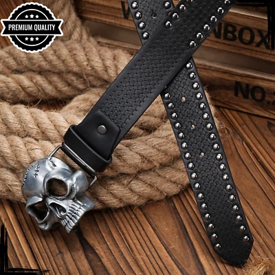 Cinturón de cuero vaquero vintage informal de lujo para hombre con hebilla cintura de alta calidad negro Foto 1 de 4