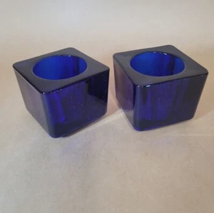 Cobalt Blue set of 2 Libbey Candle Votive Holder 2.5"x2" - Picture 1 of 7