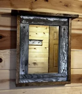 Rustic Antique Barn Wood Mirror Shelf Farm House Style Cabin Lodge Decor Nice ! - Picture 1 of 8
