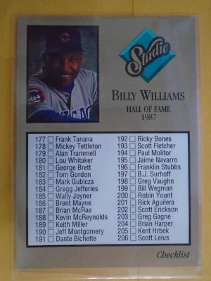 BILLY WILLIAMS HALL OF FAME 1992 LEAF STUDIO BASEBALL CARD #263 - Image 1 of 2