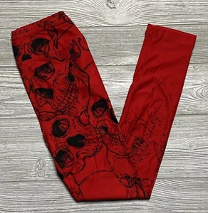 NEW Vintage LuLaRoe Halloween Leggings Black Red Skulls Dipped Size L/XL - Picture 1 of 1