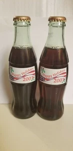 (2)2001 HAPPY HOLIDAYS ATLANTA COCA COLA BOTTLING COMPANY COCA COLA BOTTLE 8oz - Picture 1 of 5