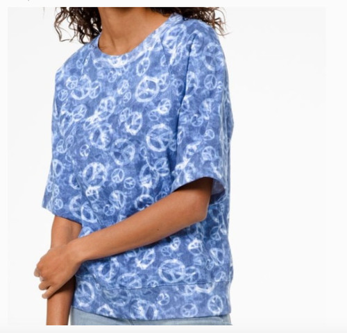 Felpa manica corta Michael Kors stampa pace cotone terry piccola nuova