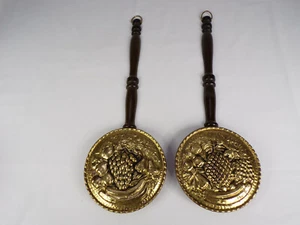 Pair England Made Vintage Tall 18"  Wood Metal Wall Hangings Unique Pocket d22 - Picture 1 of 6