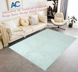 Geometric Hand Knotted Moroccan Rug, White Woollen Yarn, Luxury Rugs - Picture 1 of 8