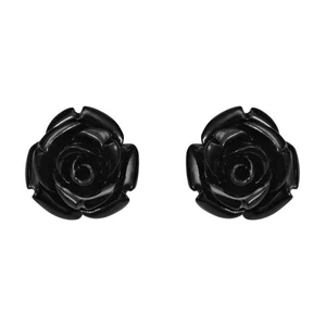 Pendientes de plata .925 rosa negra tallada en flor bonitos - Imagen 1 de 7