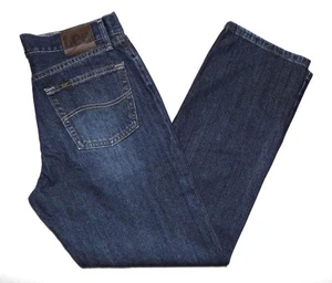 LEE - Men's Relaxed Fit Jeans 31"W X 30"L Straight Dark Blue 100% Cotton Denim - Picture 1 of 6
