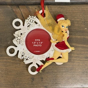 Disney Parks Tinker Bell Decorazione Foto Natale Fiocco di Neve Bianco Rosso Nuovo con etichette - Foto 1 di 4