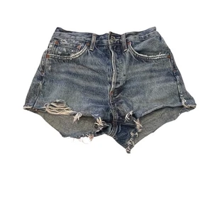 AGOLDE Parker Vintage abgeschnittene Shorts Knopfleiste Denim Größe 23 abgenutzt 24 x 2,5" - Bild 1 von 10