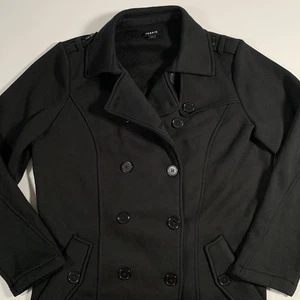 Torrid Women's Size 1 Black Dressy Pea Coat Jacket Double Breasted Work Travel - Picture 1 of 10