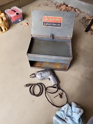 Vintage Black & Decker 3/8" Utility Drill kit Storage Box USA - Image 1 of 4