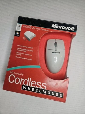 Microsoft Cordless Wheel Mouse Wireless X05-43135 XB Complete CIB Vintage - Image 1 of 4