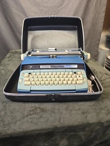 Smith-Corona Coronet Automatic 12 Electric Typewriter Blue w/ Hard Case Tested - Picture 1 of 16