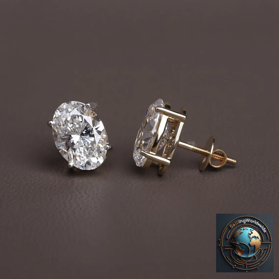 Orecchini in argento sterling 925 con diamanti coltivati ​​in laboratorio... - Immagine 1 di 4