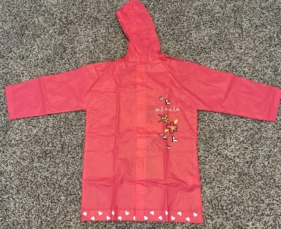 Disney Minnie Mouse Niñas Grande Rosa Flor Impermeable Capucha Impermeable Impermeable Chubasquero Foto 1 de 4