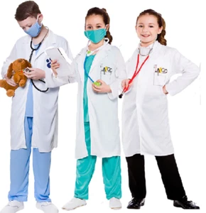 Childrens Doctor Costume Boys Girls Roleplay Occupations Fancy Dress Outfit DR - Picture 1 of 10