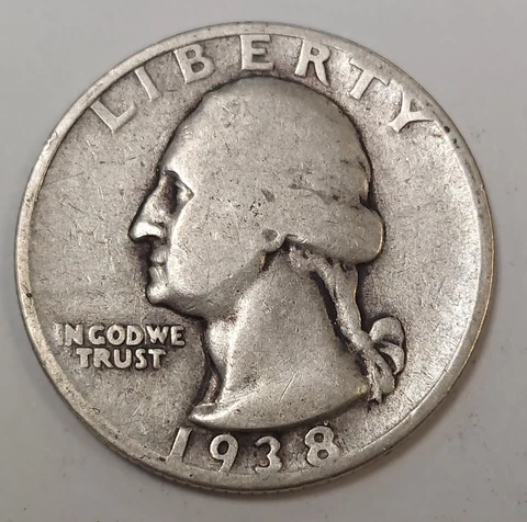 1938-S Washington Silver Quarter in Lower Grade Condition  Priced Right FREE S&H Cover