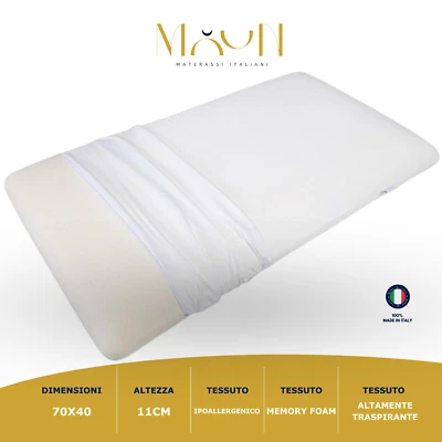 Cuscino Memory Foam Cervicale Saponetta H11 cm Sfoderabile Ipoallergenico Luna - Immagine 1 di 3