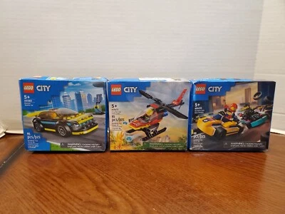 Lego City Juegos 60383 60411 y 60400 Coche Deportivo Eléctrico Helicóptero de Rescate de Bomberos... Foto 1 de 4