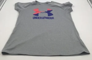 Under Armour Loose Youth Large Gray Shirt With Pink & Purple H - Picture 1 of 3