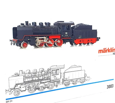 Marklin AC HO 1:87 German DB BR 24 058 Black Medium STEAM LOCOMOTIVE + SMOKE MIB - Image 1 of 4
