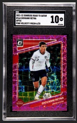 2021-22 Donruss Giovanni Reyna Optic Pink Velocity Prizm # /25 USA SGC 10 USMNT - Image 1 of 2